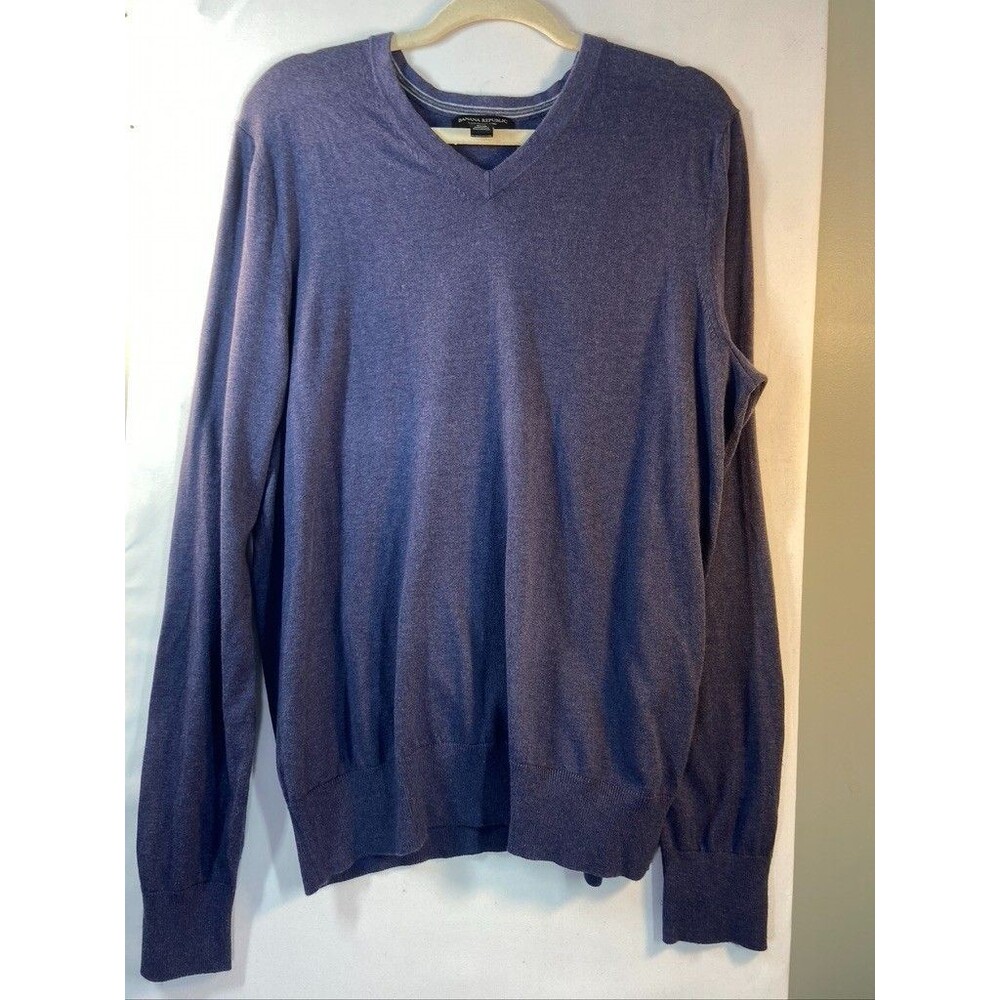 Banana Republic Luxury Blend V-Neck Sweater Long Sleeve Silk Cashmere Blue L